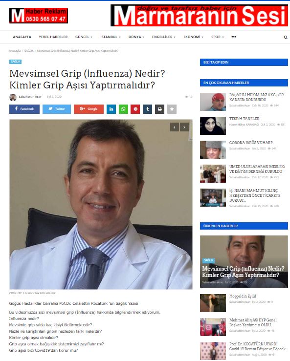 Marmaranın Sesi - Mevsimsel Grip Nedir?